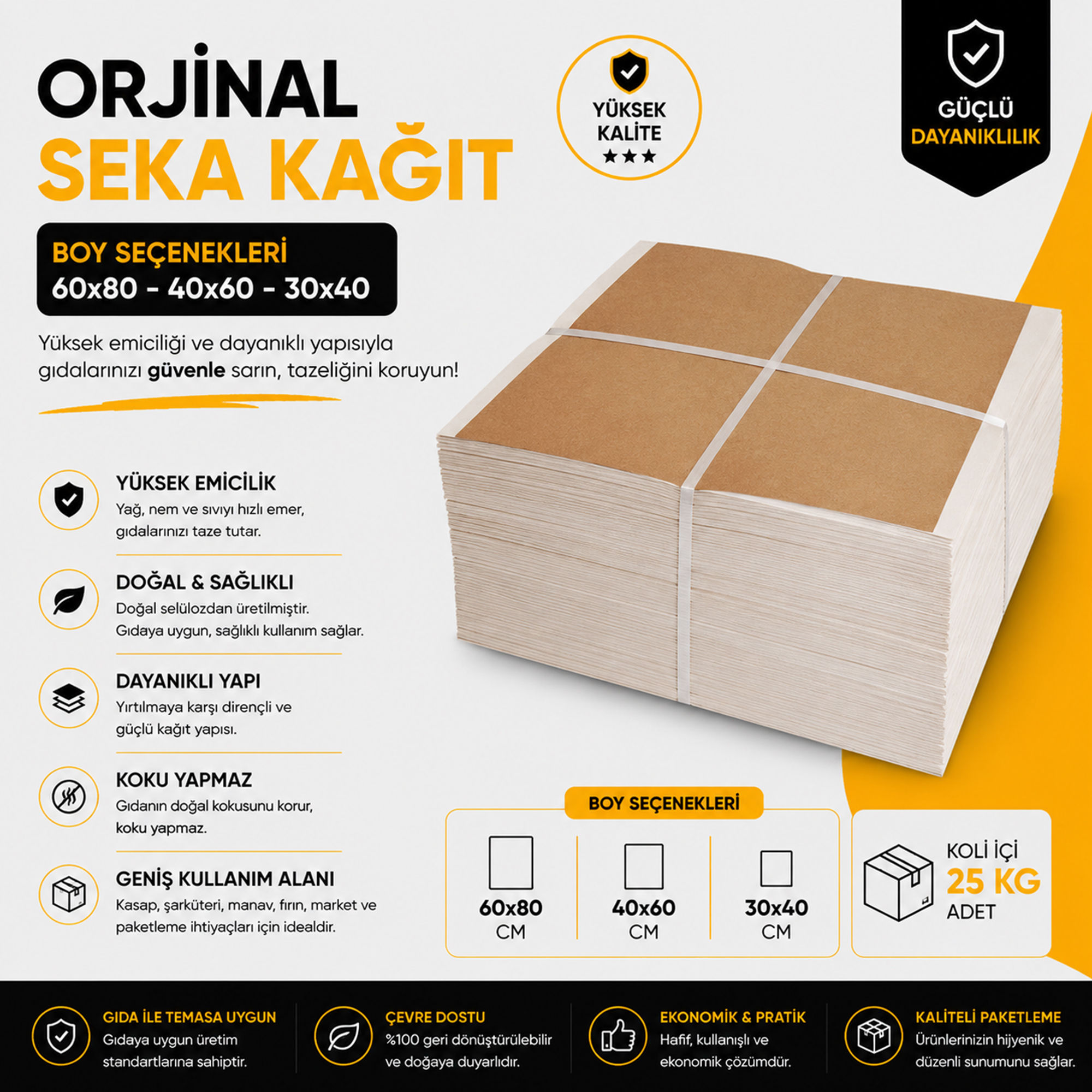 Seka Orjinal Kağıt - 60x80/40x60/30x40 - Koli içi adedi 25 KG