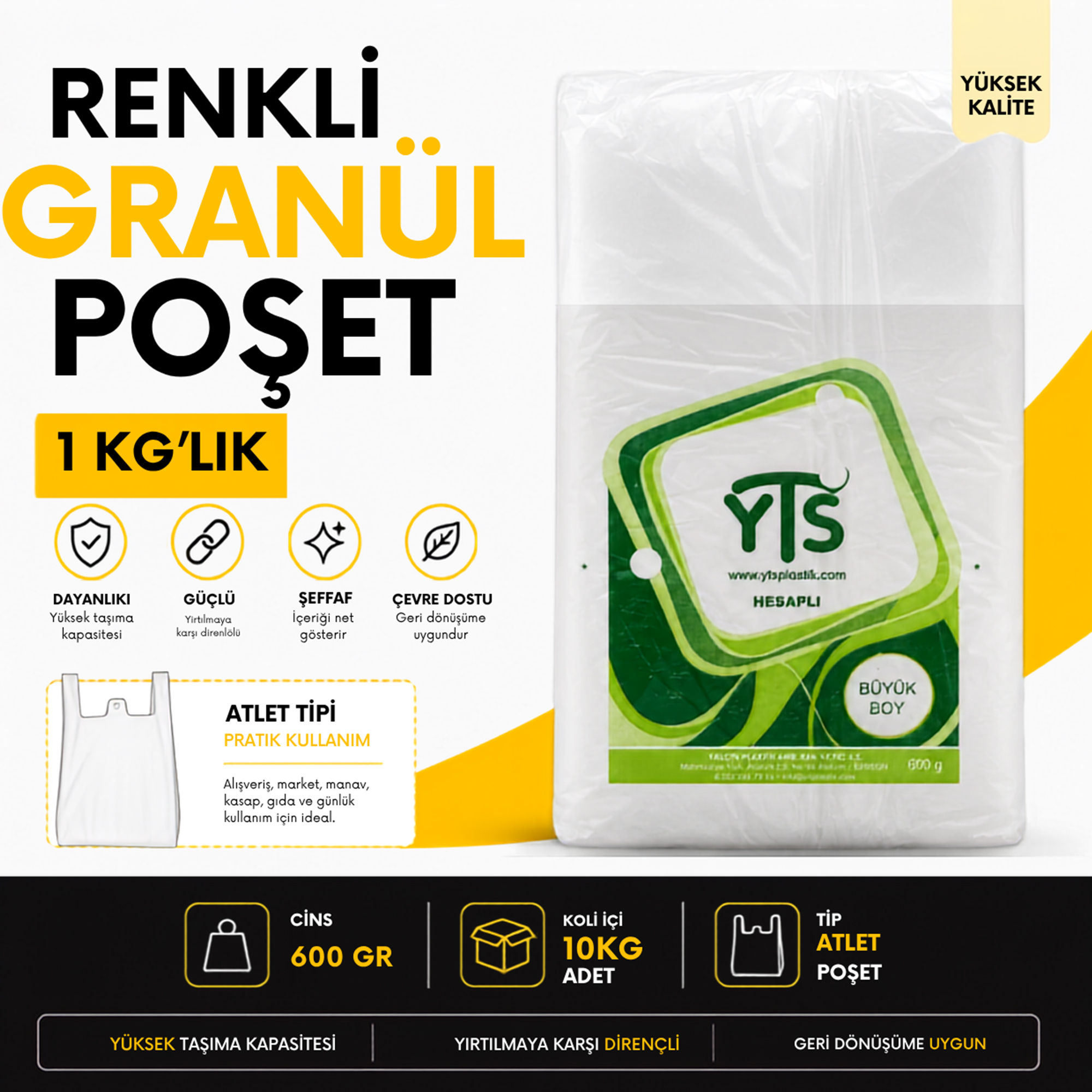 Renkli Granül Poşet - 1 Kilogramlık - Koli İçi Adedi 10 KG