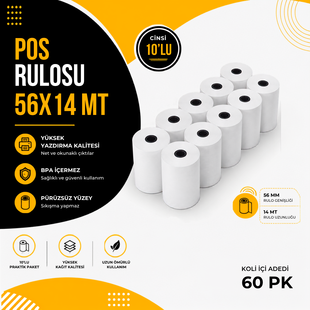 Pos Rulosu 56x14 Metre - 10'lu - 60 PK