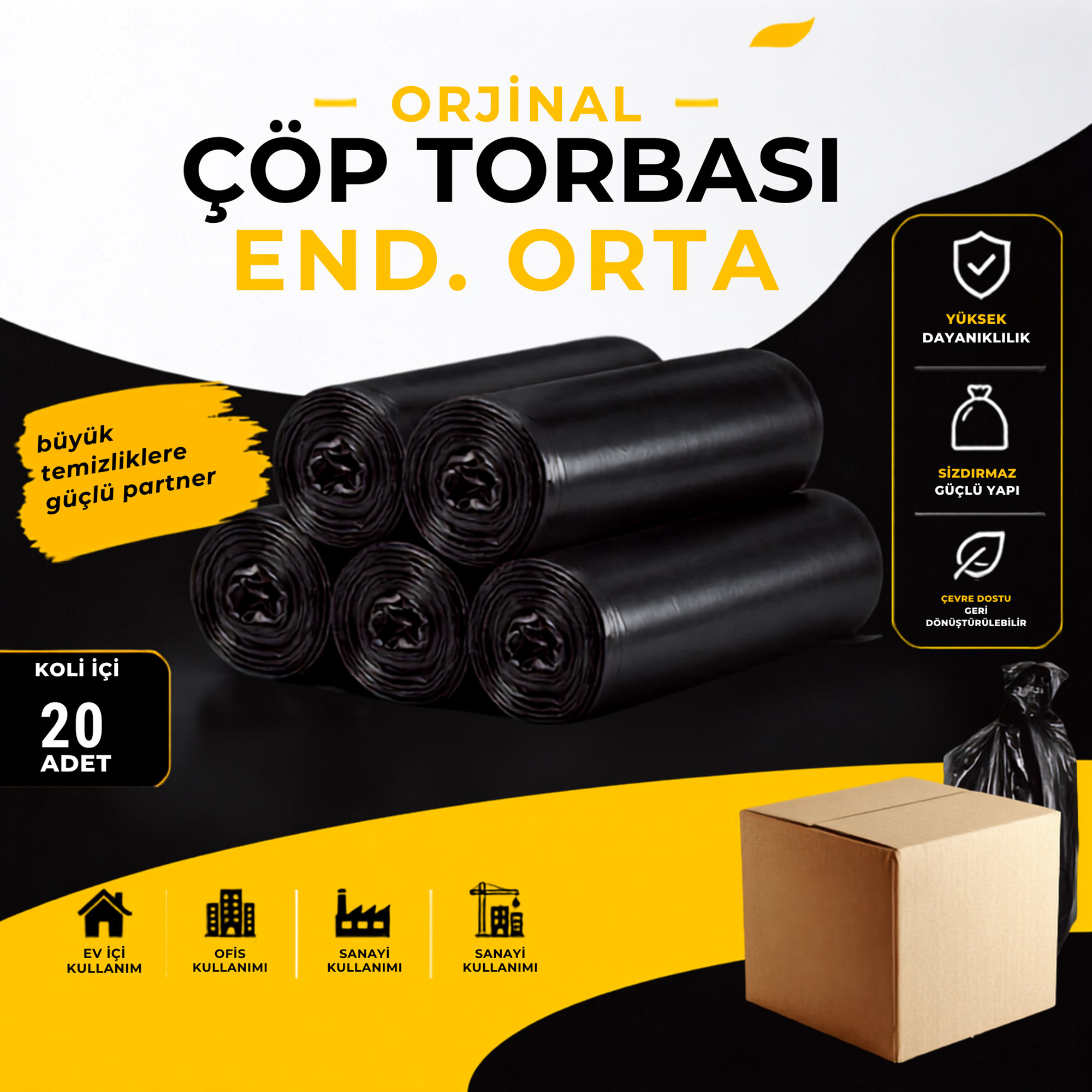 End Orta Çöp Torbası - Koli İçi Adedi 20