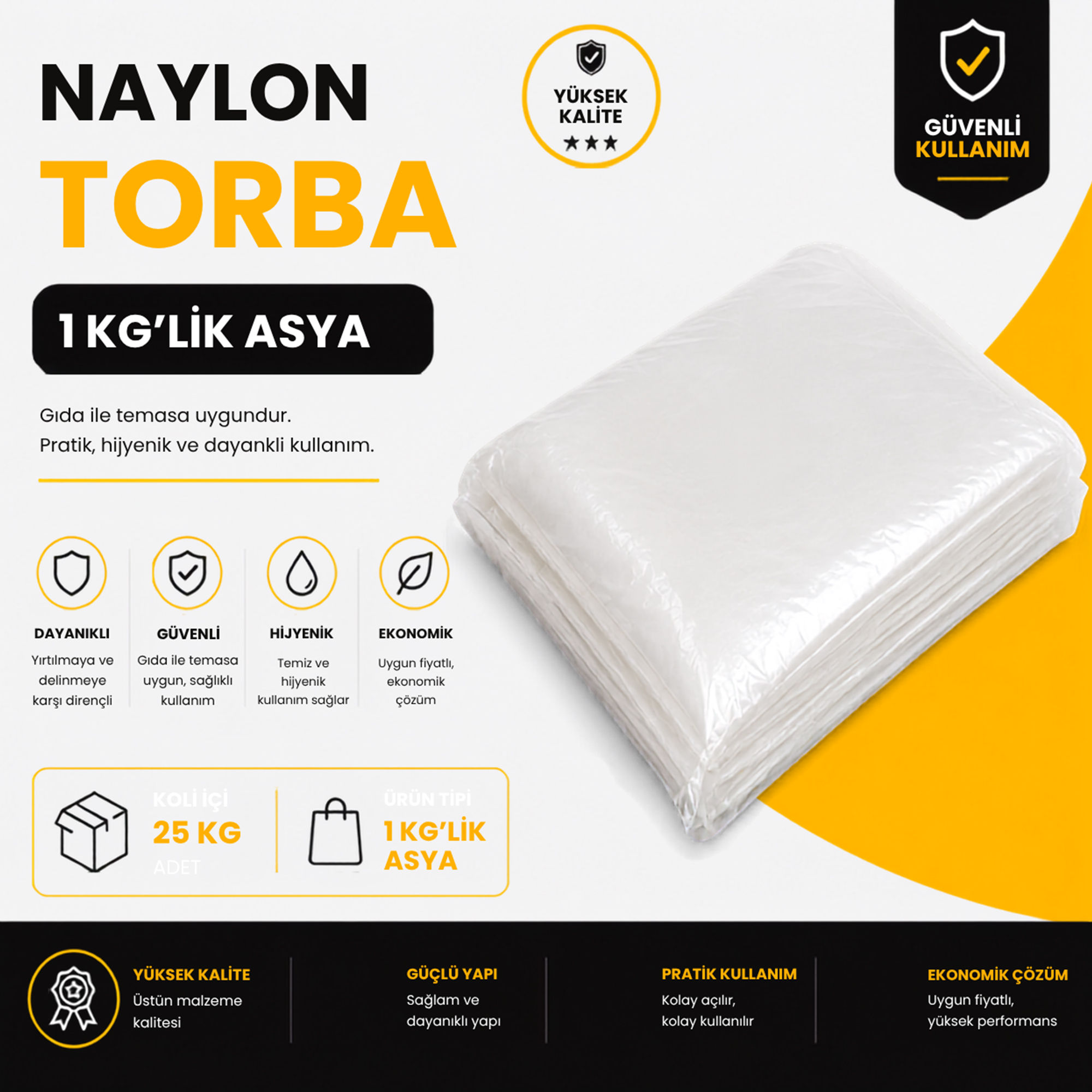 Asya Naylon Torba - 1 Kilogramlık - Koli İçi Adedi 25 KG
