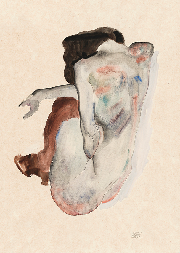 Miniaturebillede: Crouching Nude in Shoes and Black Stockings / Egon Schiele