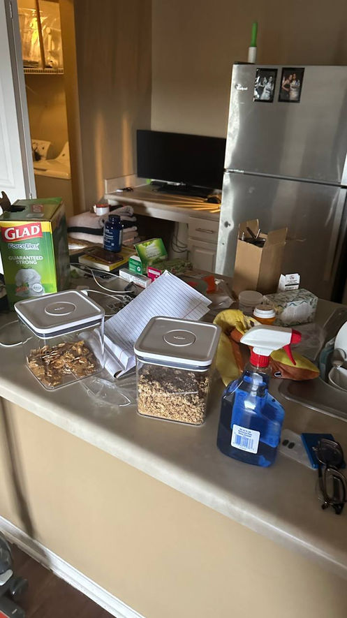 Before cleaning view of Kitchen with visible dirt and dust, awaiting professional cleaning service.