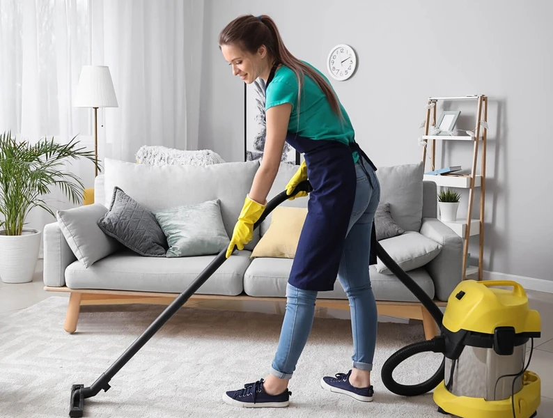 Women cleaning house