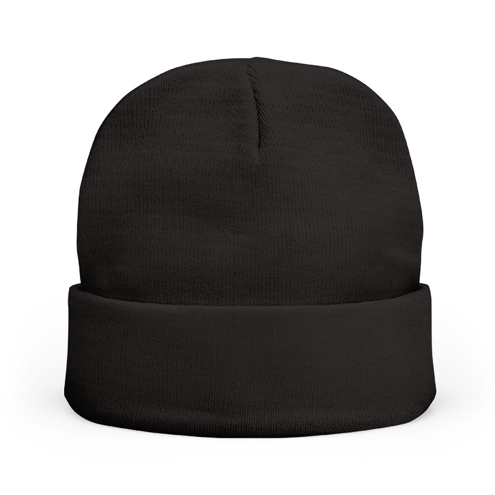 Thumbnail: Hug Life Knit Beanie — Embroidered Cuffed Winter Hat