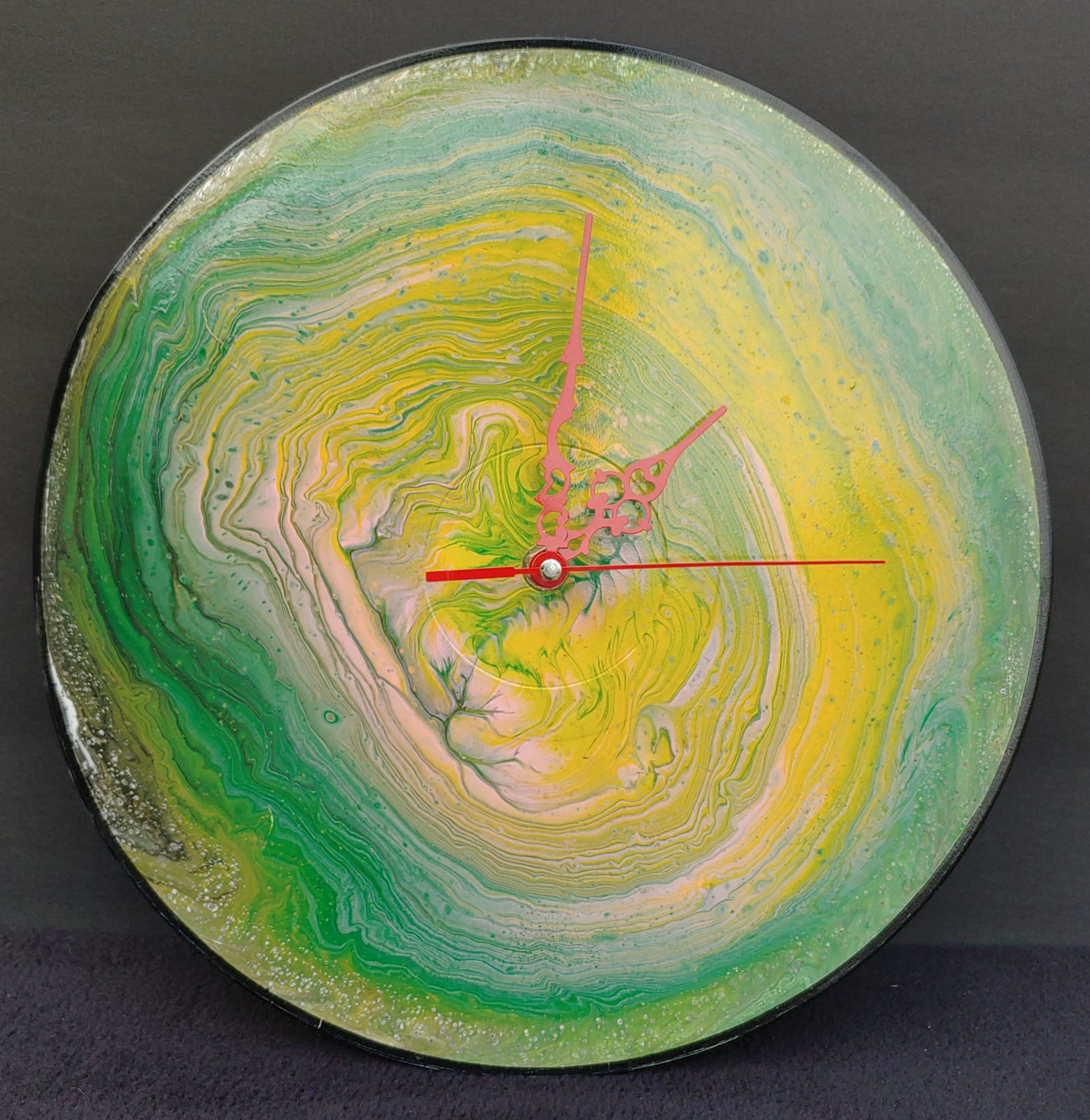 Fluid Art Clock on Vinyl Record