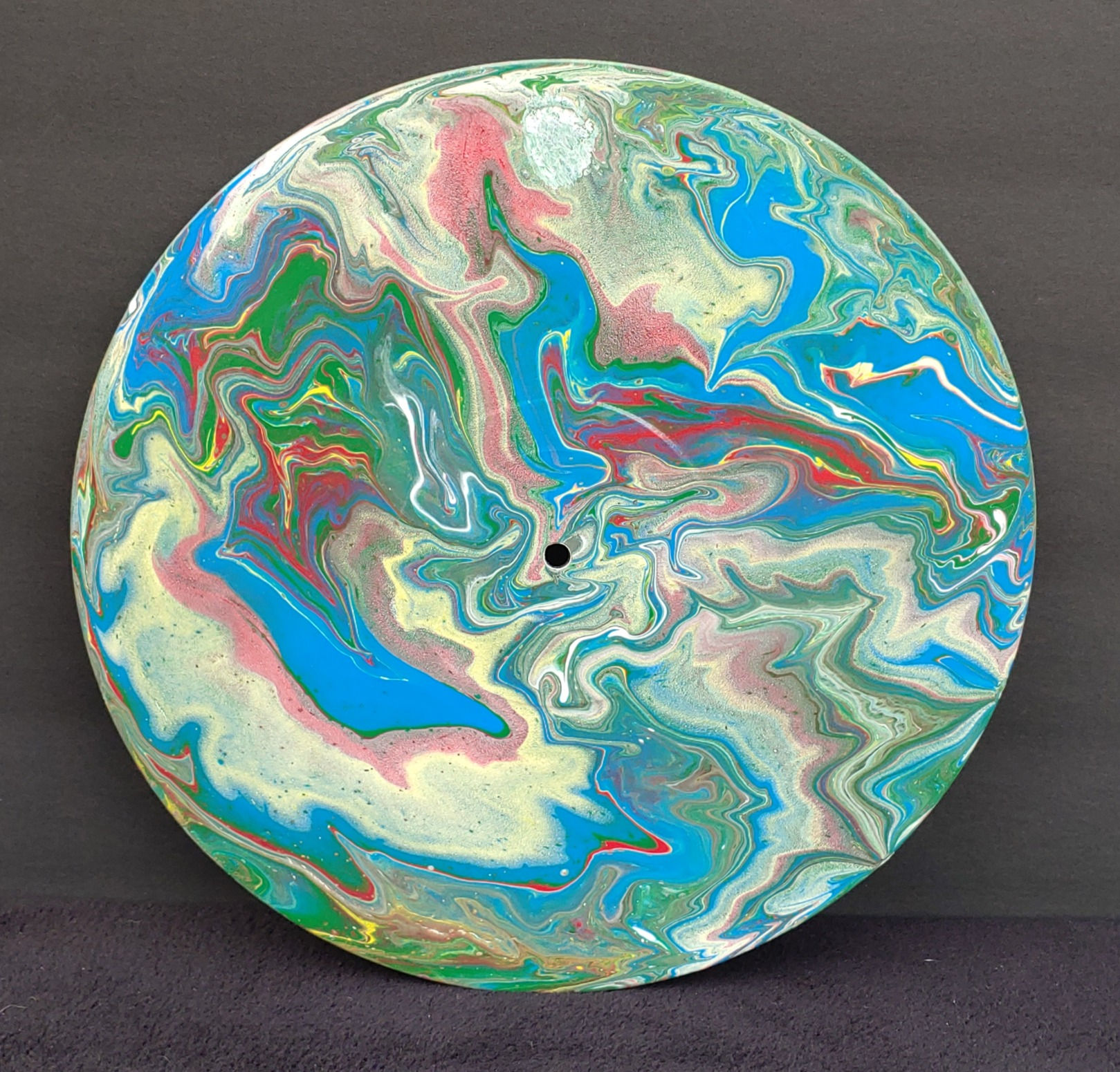 Fluid Art Clock on Vinyl Record