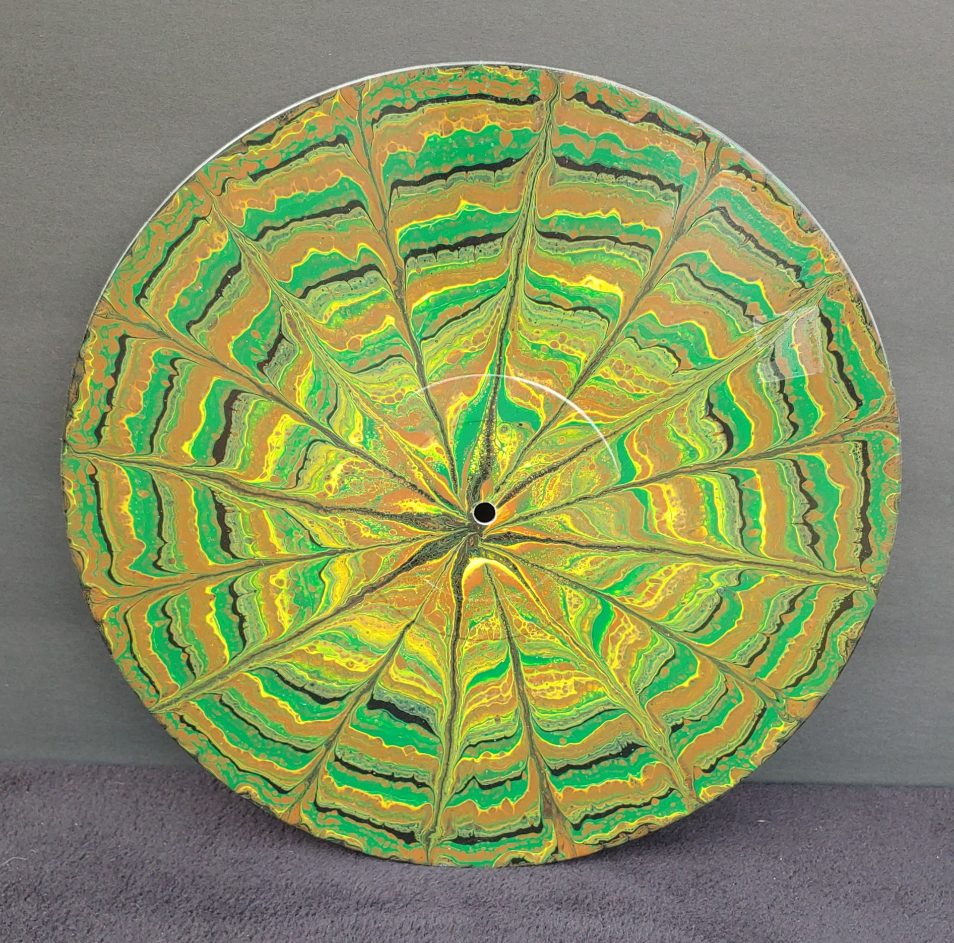 Fluid Art Clock on Vinyl Record