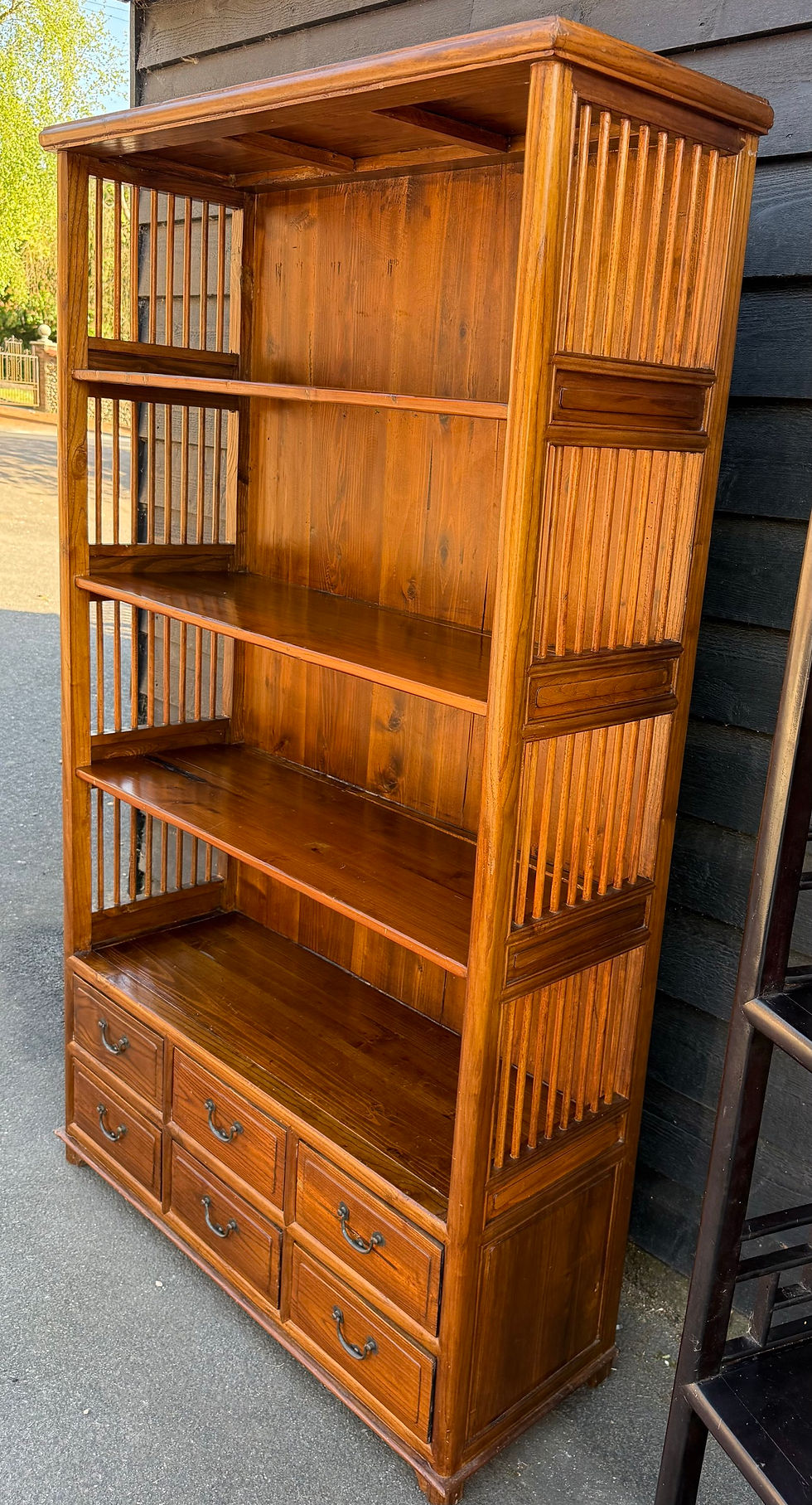 Thumbnail: Tall Oriental Style Hardwood Bookcase