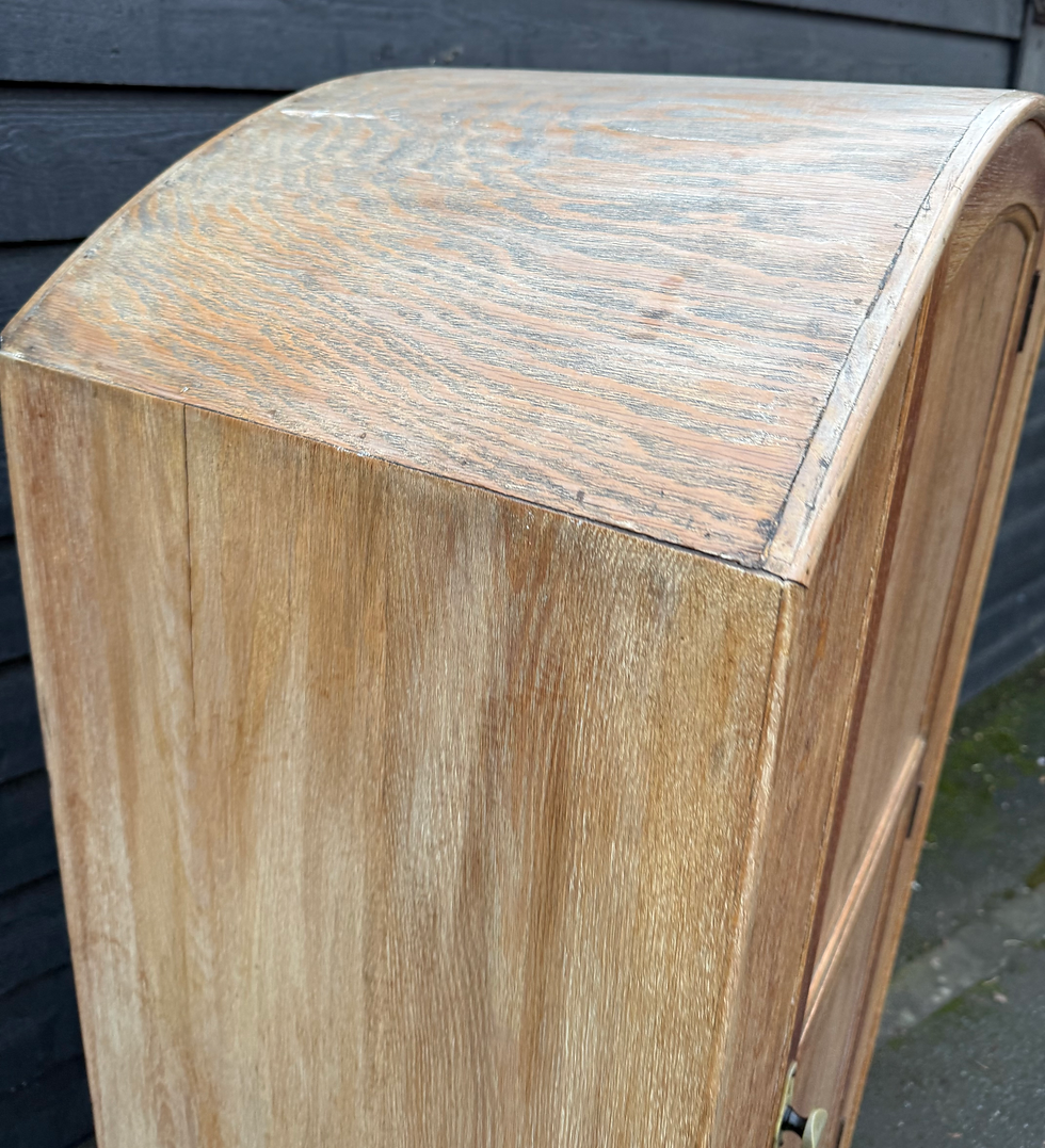 Thumbnail: 1920’s / 30’s Limed Oak Dome Top Vintage Single Hall Cupboard / Wardrobe