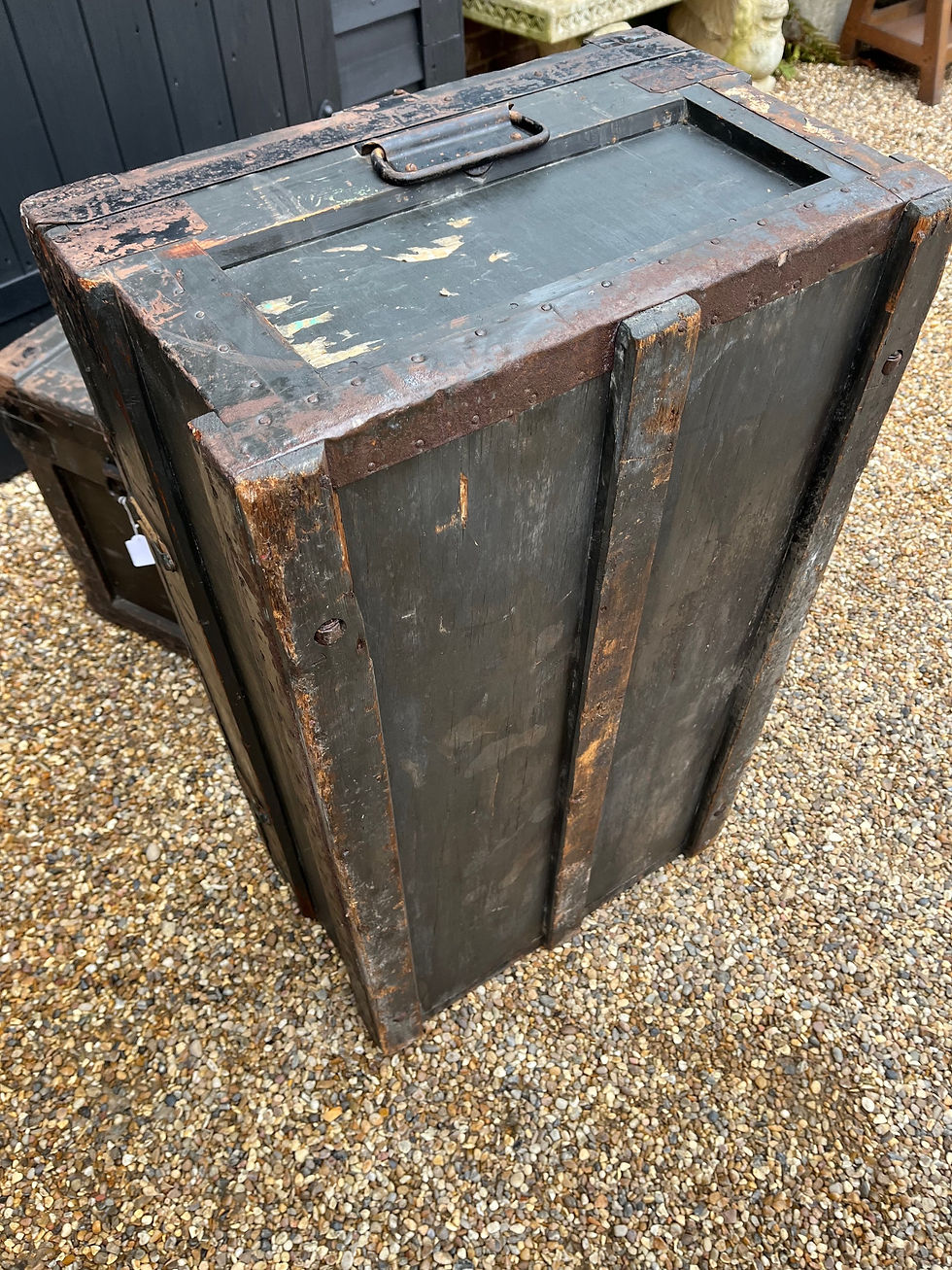 Thumbnail: Narrow Early 20th Century Marshall Air & Water Tight Chest / Travel Trunk