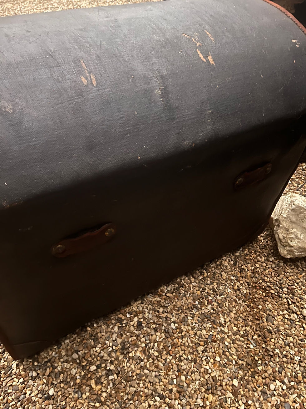 Thumbnail: Victorian Black Canvas Dome Top Travel Trunk / Chest * 2 Available *