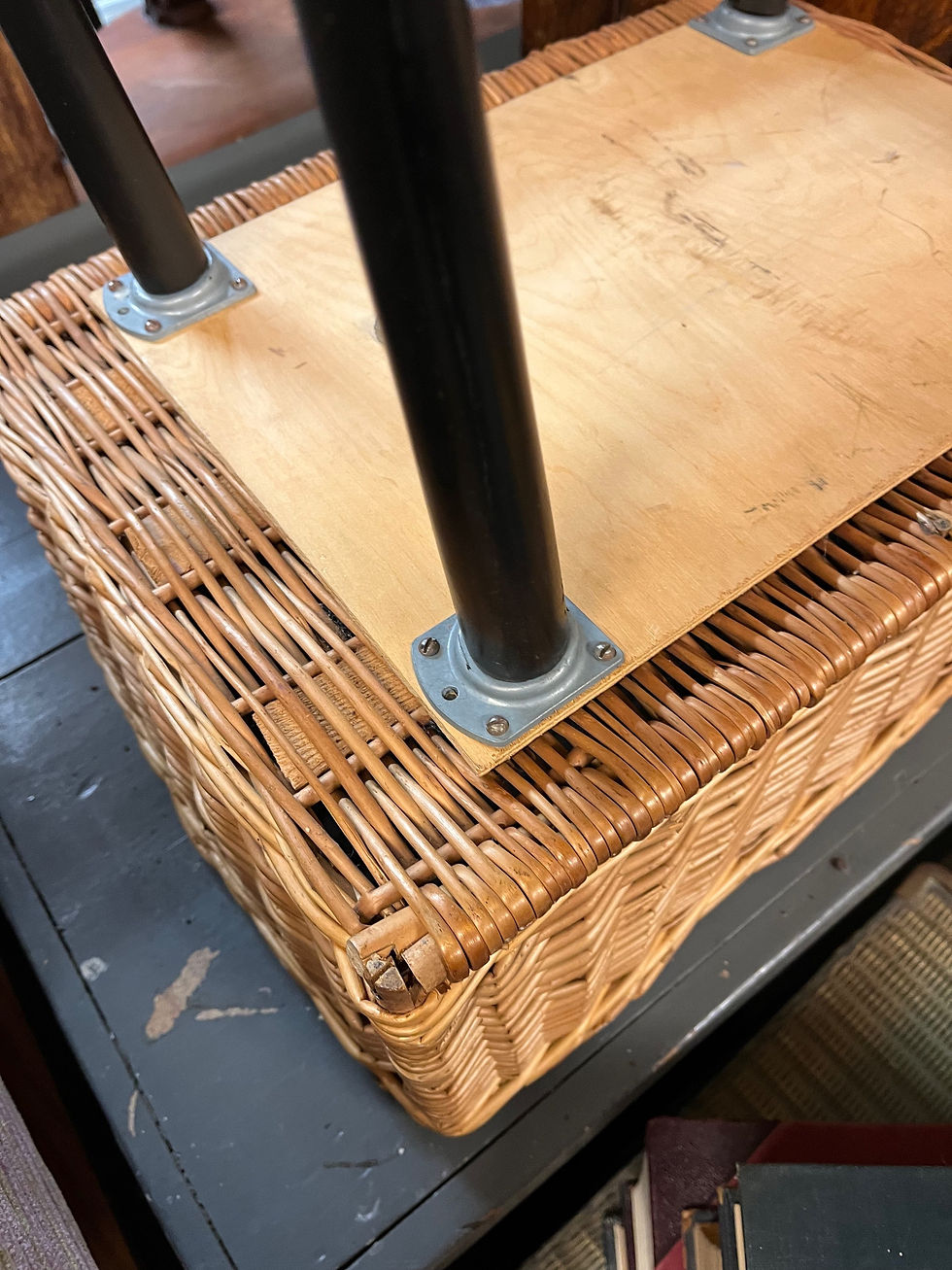 Thumbnail: Vintage Storage Basket Table With Atomic Dansette Legs / Plant Stand