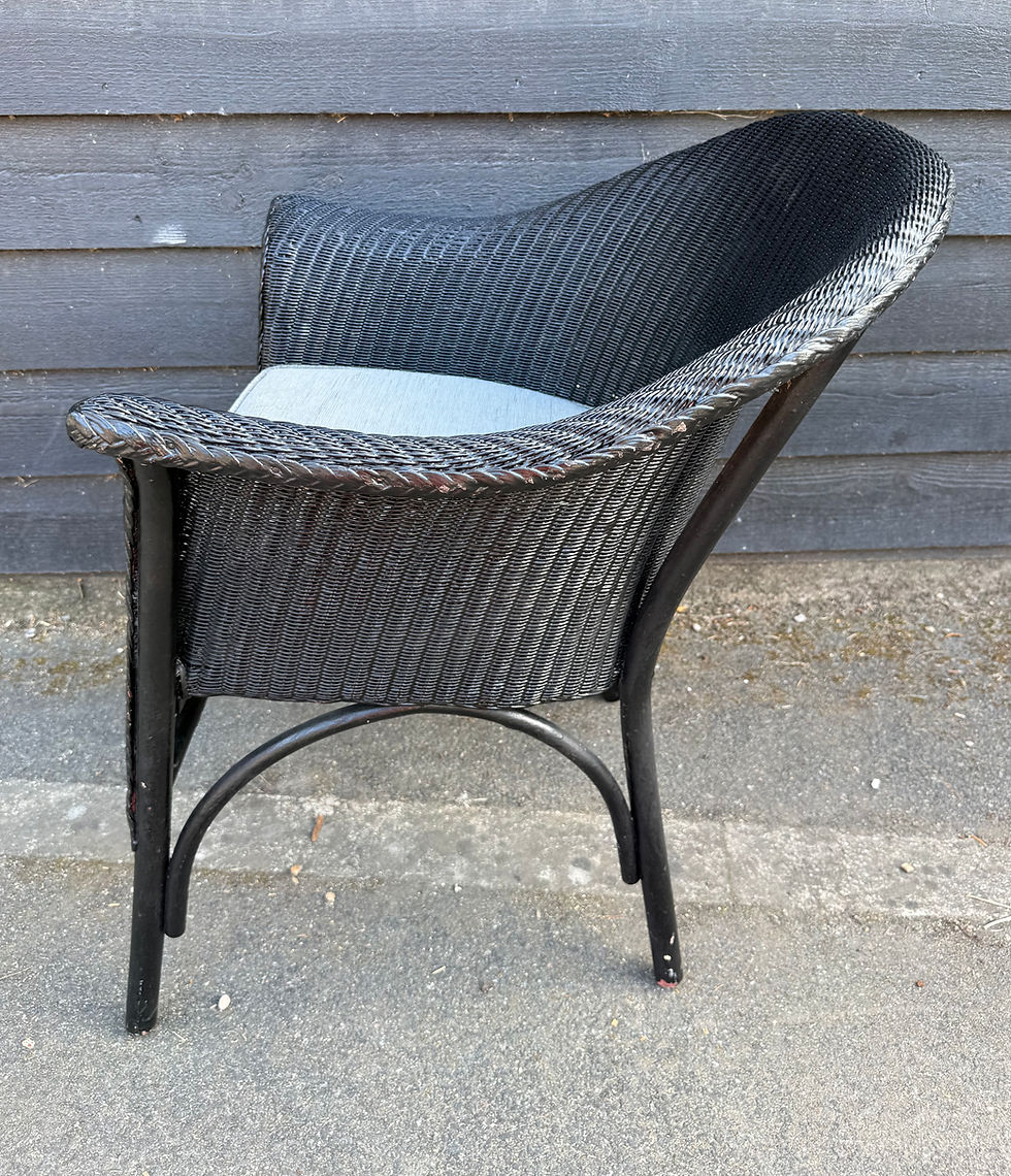 Thumbnail: Vintage Black Painted Lloyd Loom Armchair
