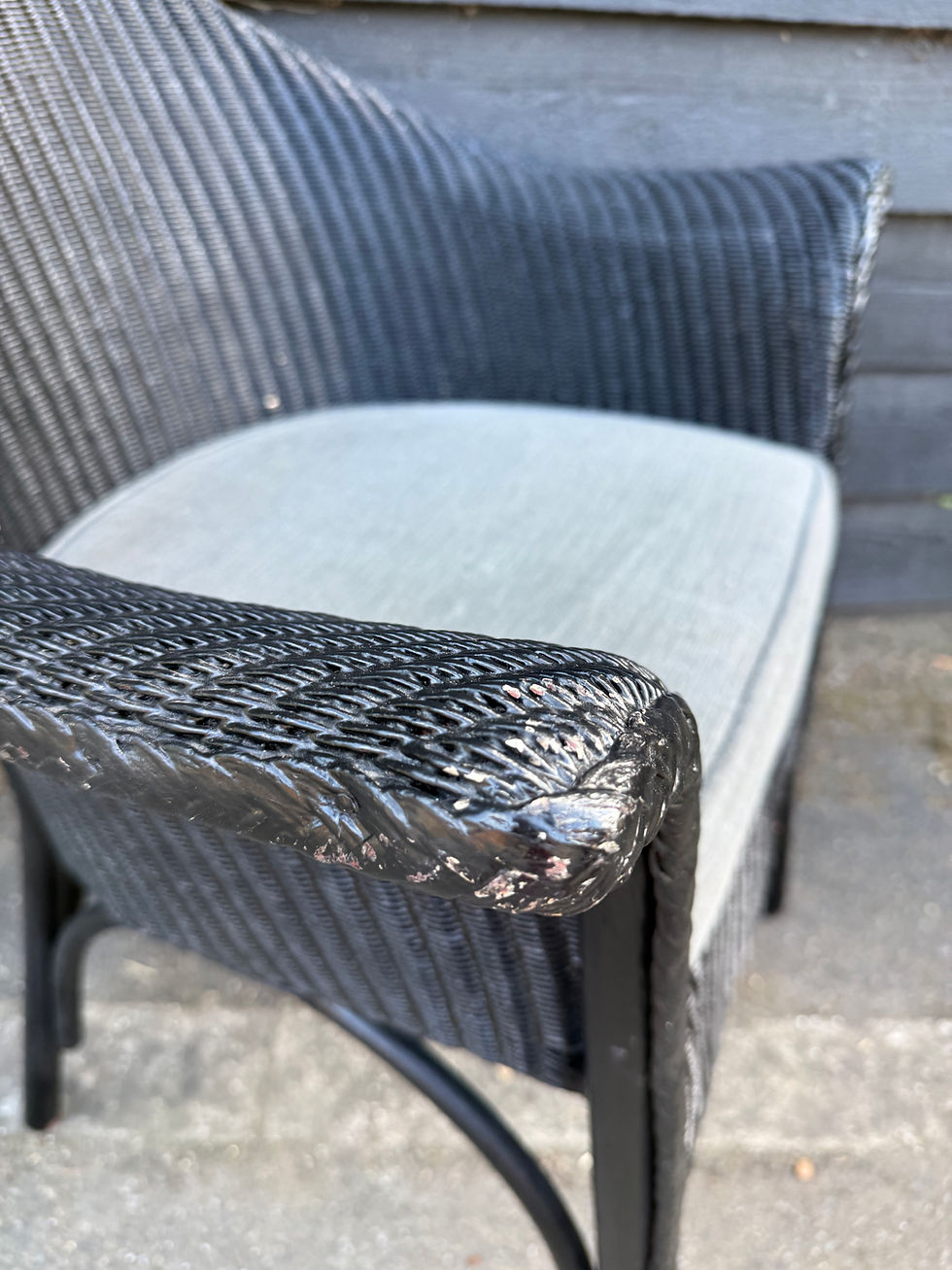 Thumbnail: Vintage Black Painted Lloyd Loom Armchair