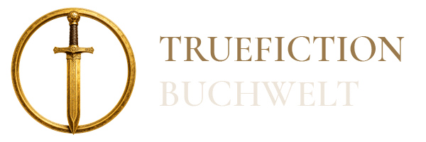 Truefiction Buchwelt Logo – Ein goldenes Schwert im Kreis