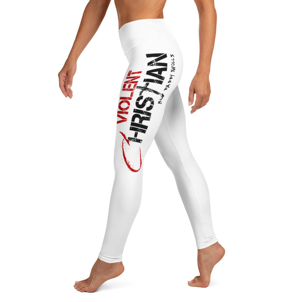 Violent Christian - Women's White Yoga Leggings