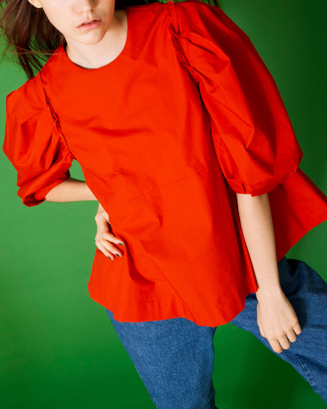 Typewriter power shoulder blouse
