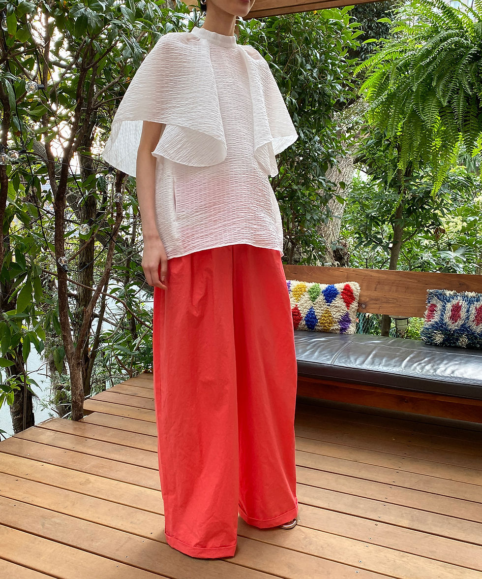 サムネイル： Import sucker flare sleeve blouse
