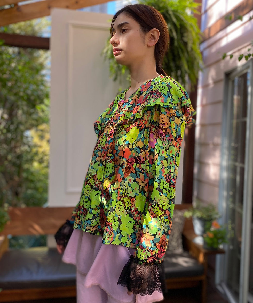 サムネイル： Import flower print flare collar blouse