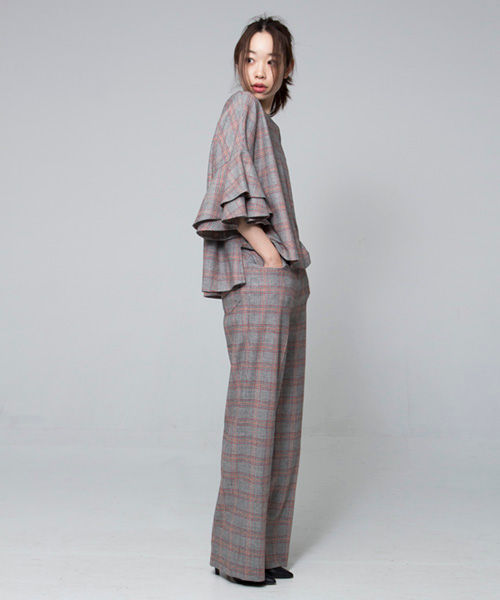 サムネイル： Import check no tuck straight pants
