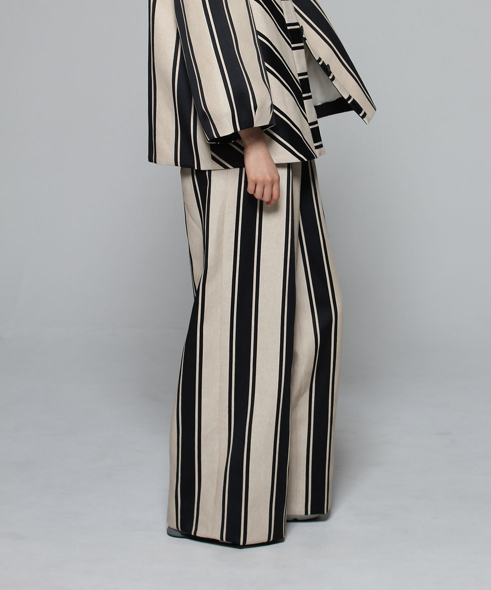 サムネイル： Wide border jacquard one tuck pants