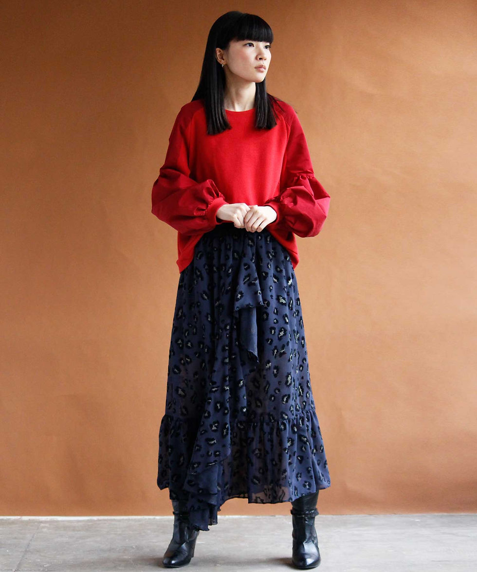 サムネイル： Leopard frilled long skirt