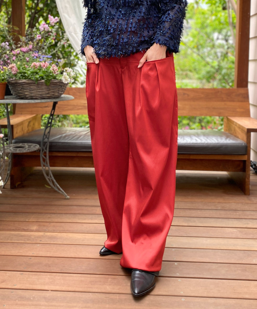 サムネイル： Tuck design satin wide pants