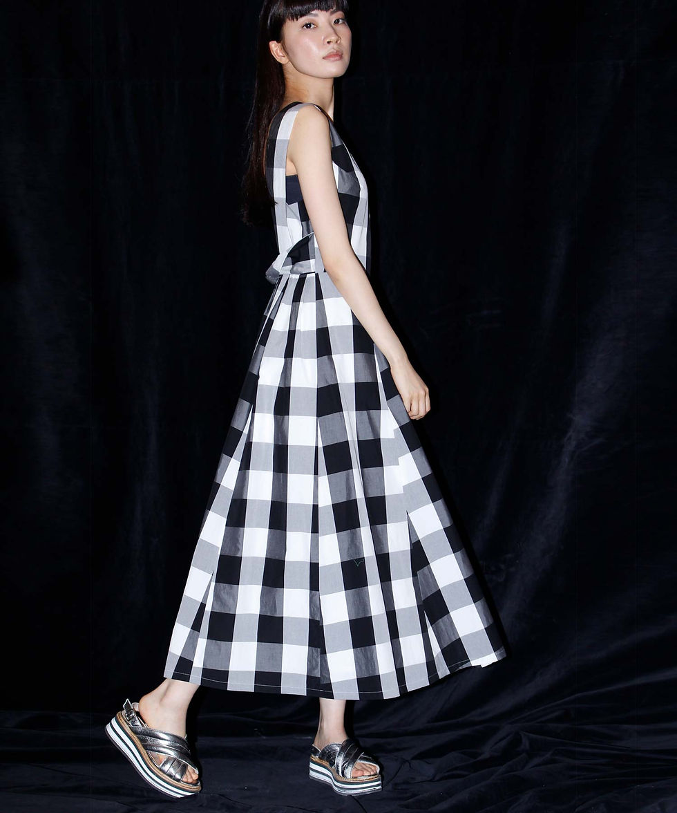 サムネイル： Gingham check A-line maxi dress