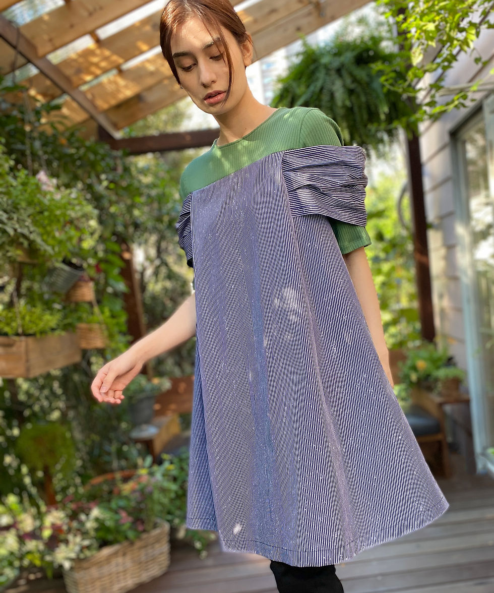 サムネイル： Import stripe off-shoulder tunic(SAMPLE)