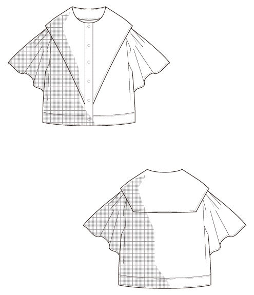 サムネイル： Import check cropped sailor blouse