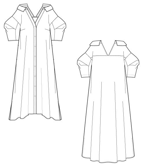 サムネイル： V-open shirt dress