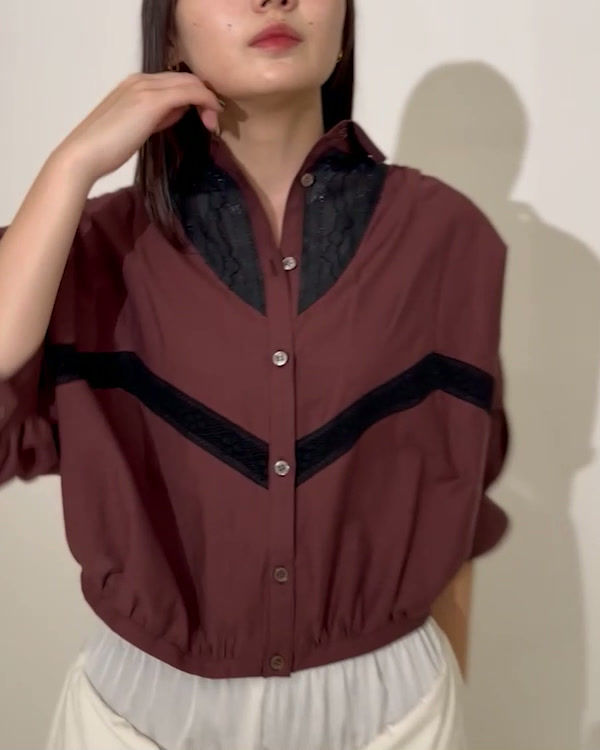 サムネイル： Lace switching blouse