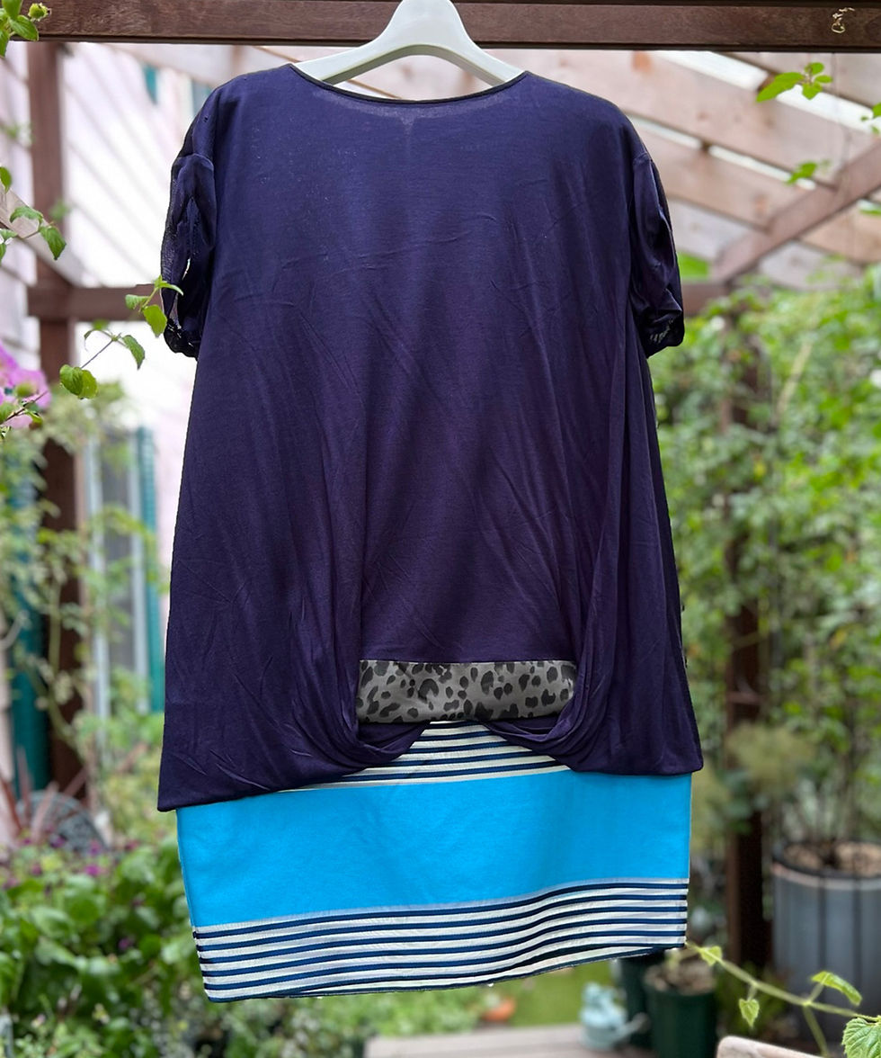 サムネイル： Sheer bold line tender mixture dress