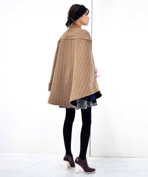 サムネイル： Double woven stripe minimal cloak