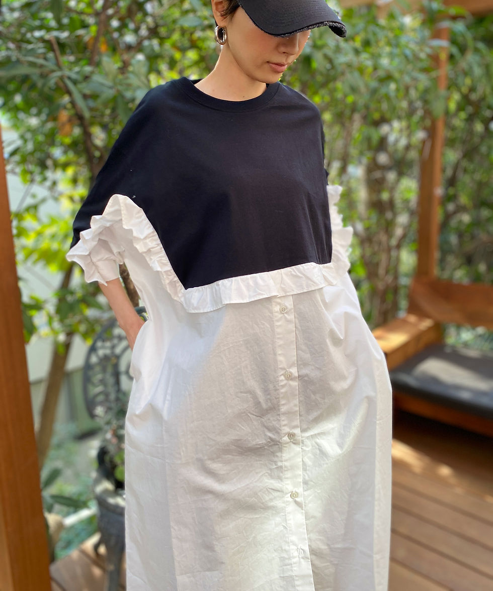 サムネイル： Color block jersey shirt dress