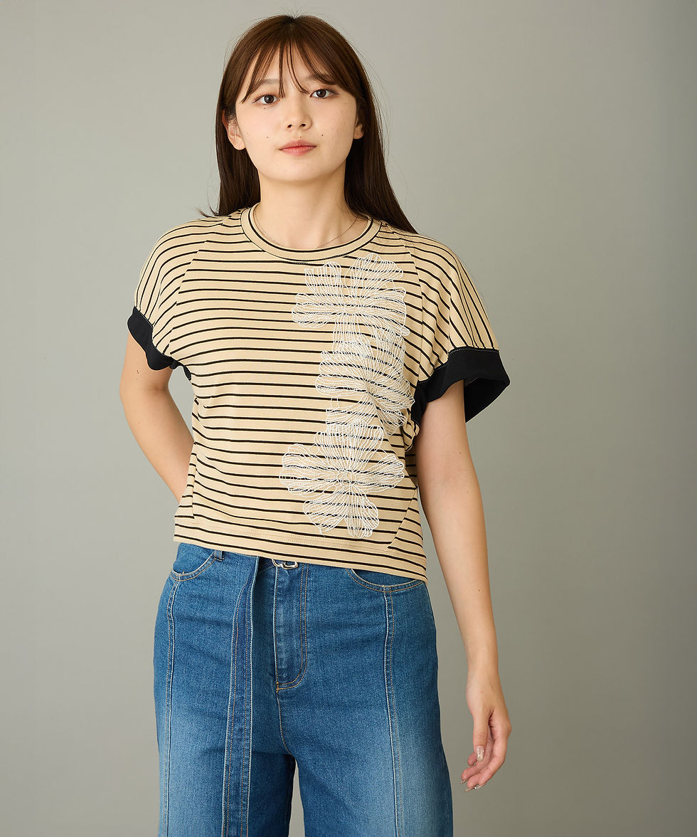 サムネイル： Flower motif border Tee