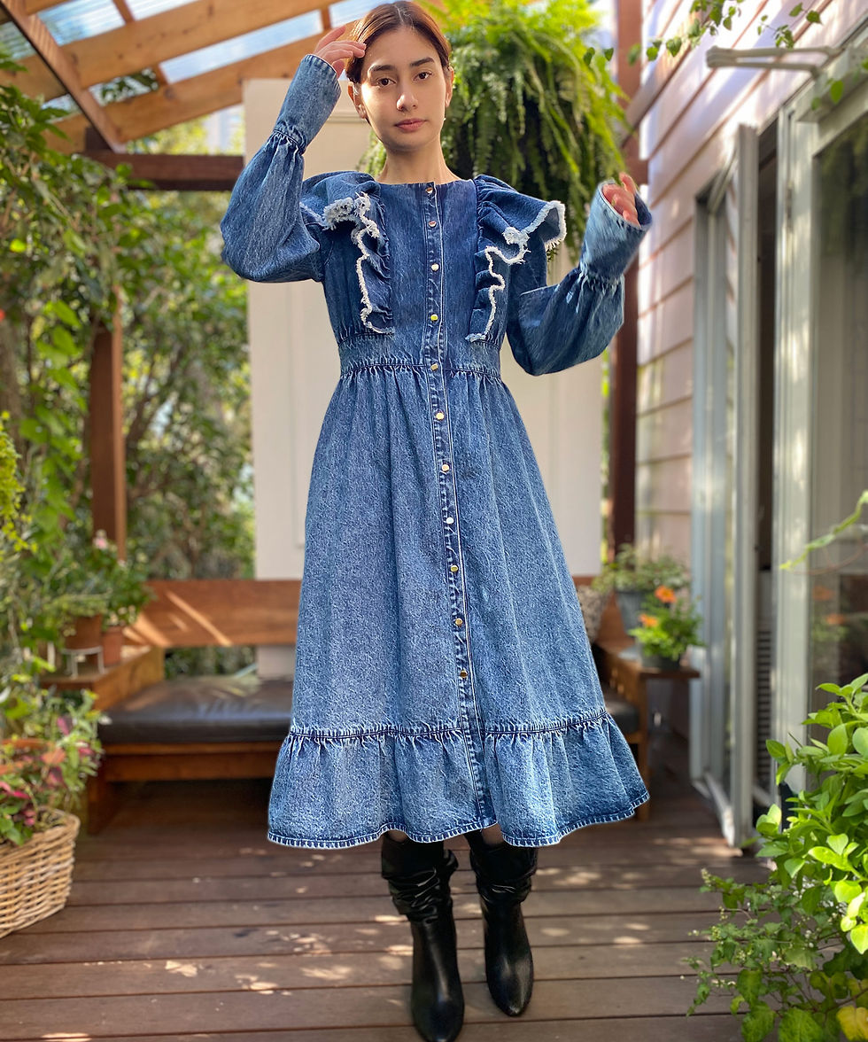 サムネイル： 11oz denim ruffle dress(SAMPLE)