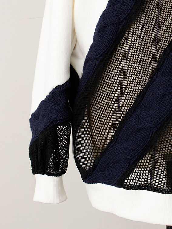 サムネイル： Cable switching French Terry  pullover(製品B)