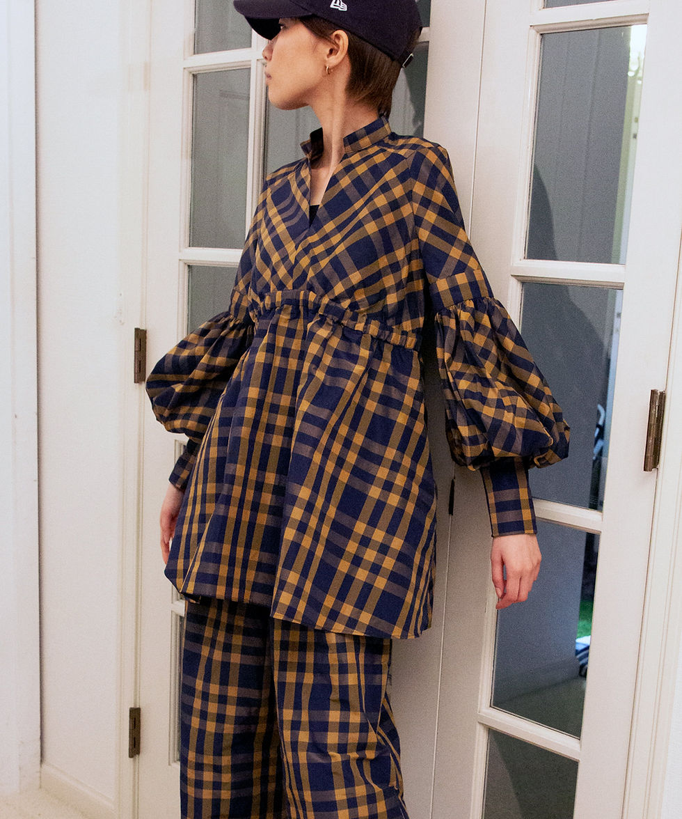 サムネイル： Check volume sleeve blouse