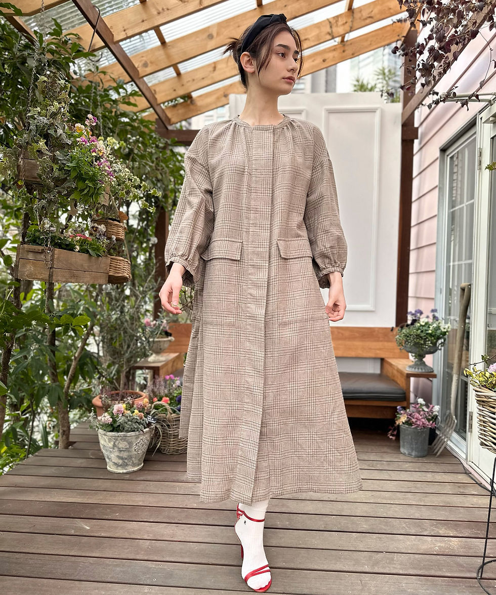 サムネイル： Wool check coat dress
