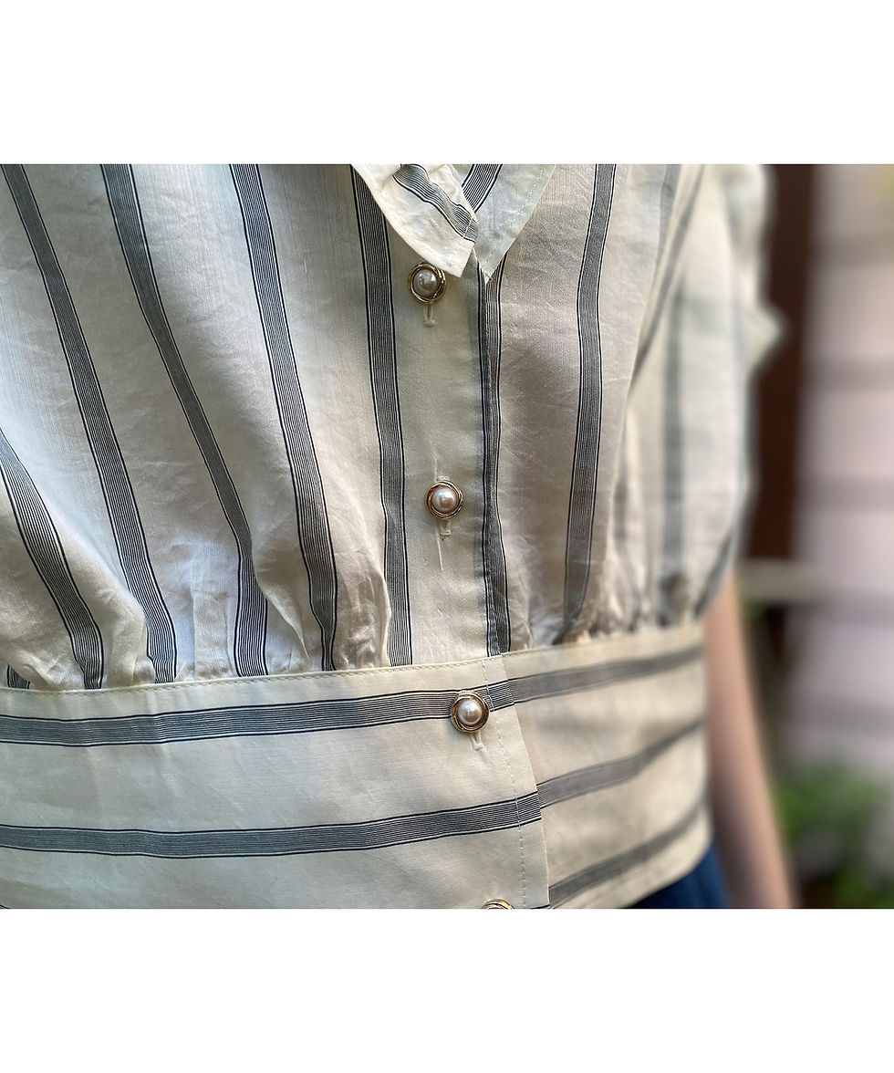 サムネイル： Import stripe frill blouse