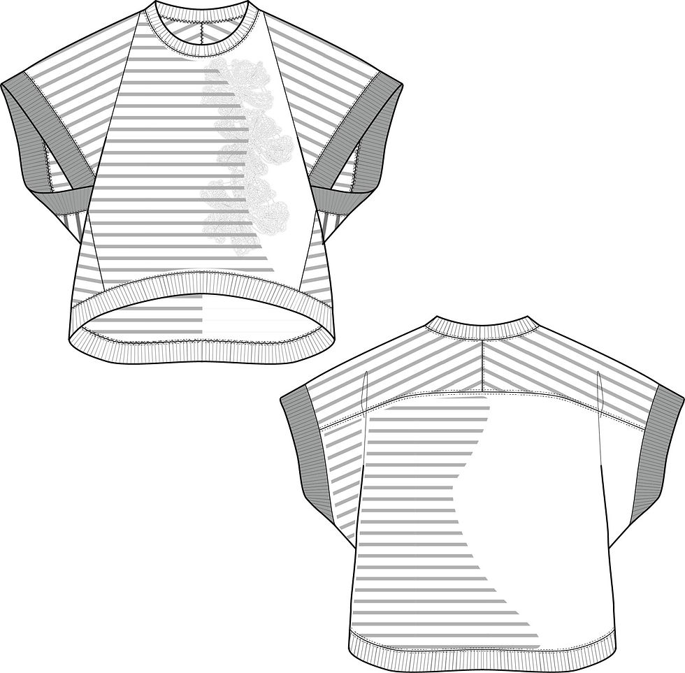 サムネイル： Flower motif border Tee