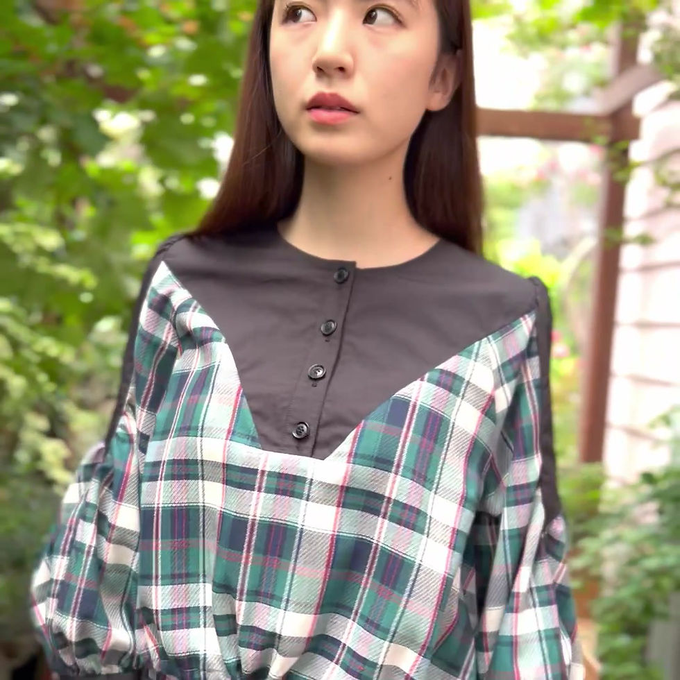 サムネイル： Import tartan check blouse