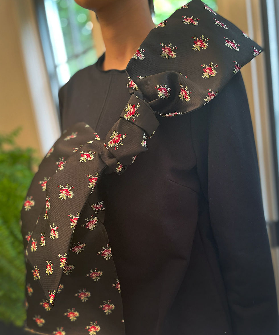 サムネイル： Import flower jacquard ribbon pullover