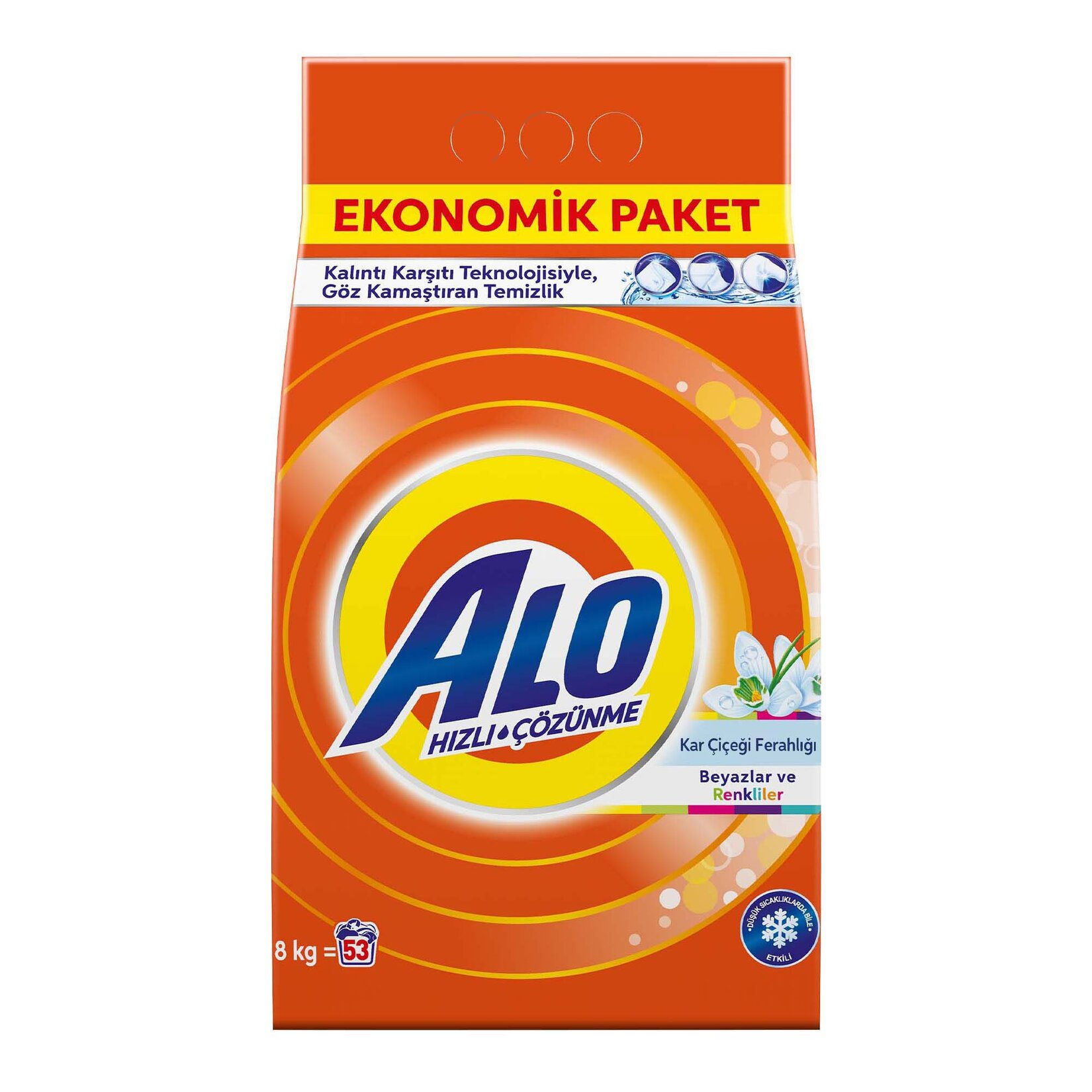 Alo Toz Çamaşır Deterjanı Kar Çiçeği Ferahlığı Beyazlar ve Renkliler 8 Kg