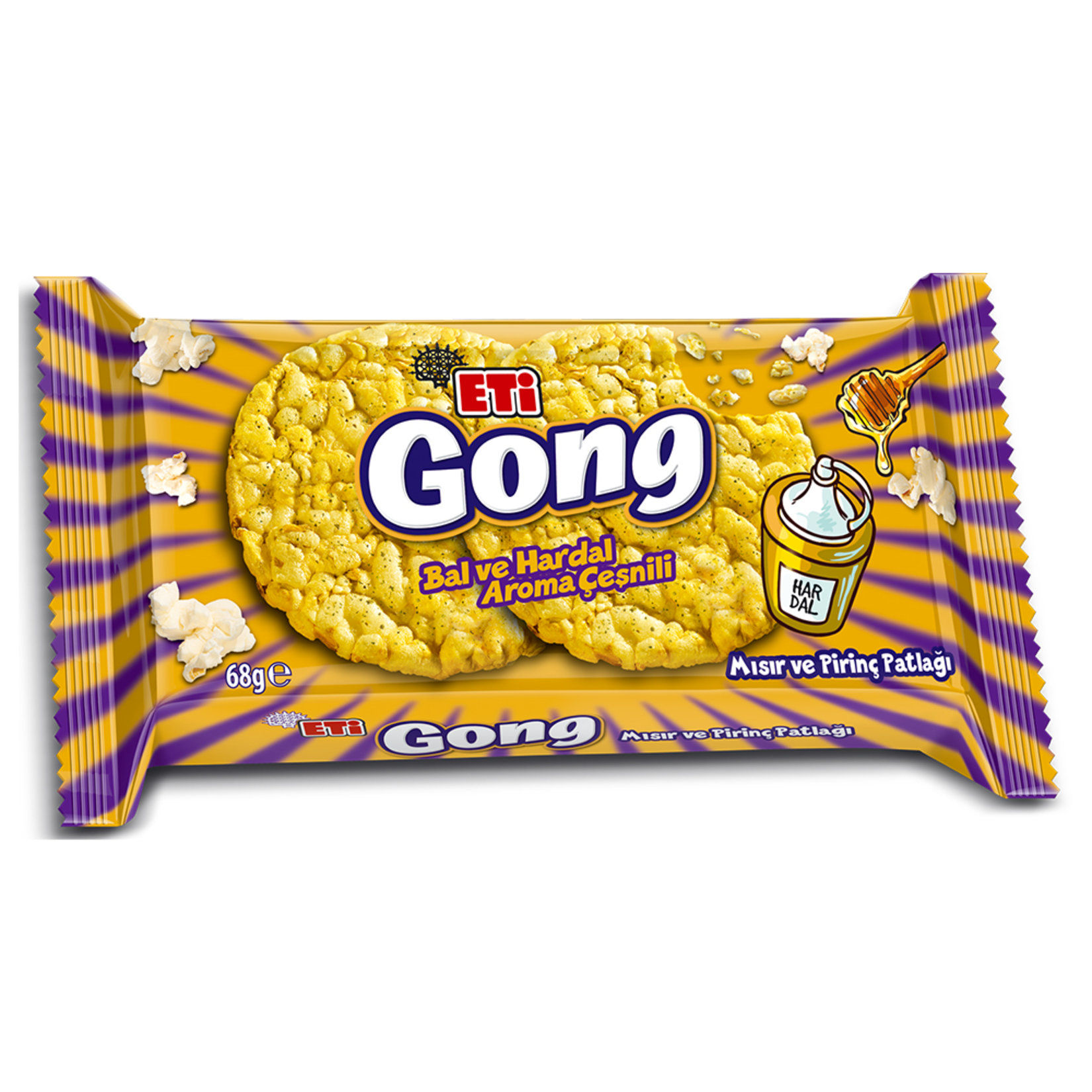 Eti Gong Ballı Hardallı Mısır ve Pirinç Patlağı 68 Gr