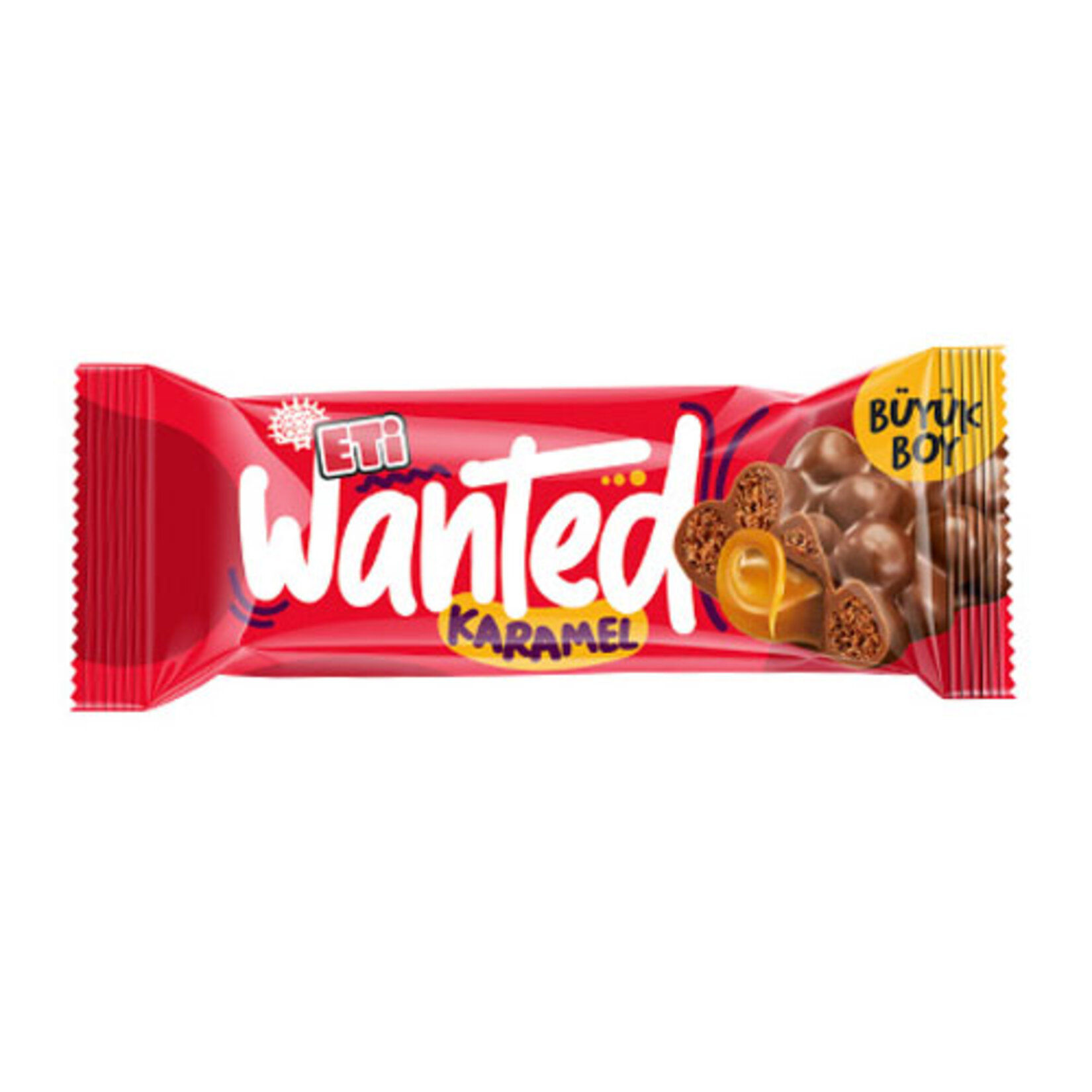 Eti Wanted Sütlü Çikolata Kaplı Mısır ve Buğday Gevrekli Karamelli Bar 32 Gr