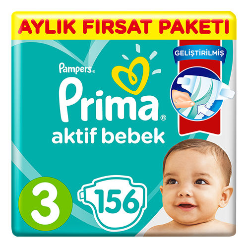 Prima Aktif Bebek 3 Beden 6-10 Kg 156 Adet
