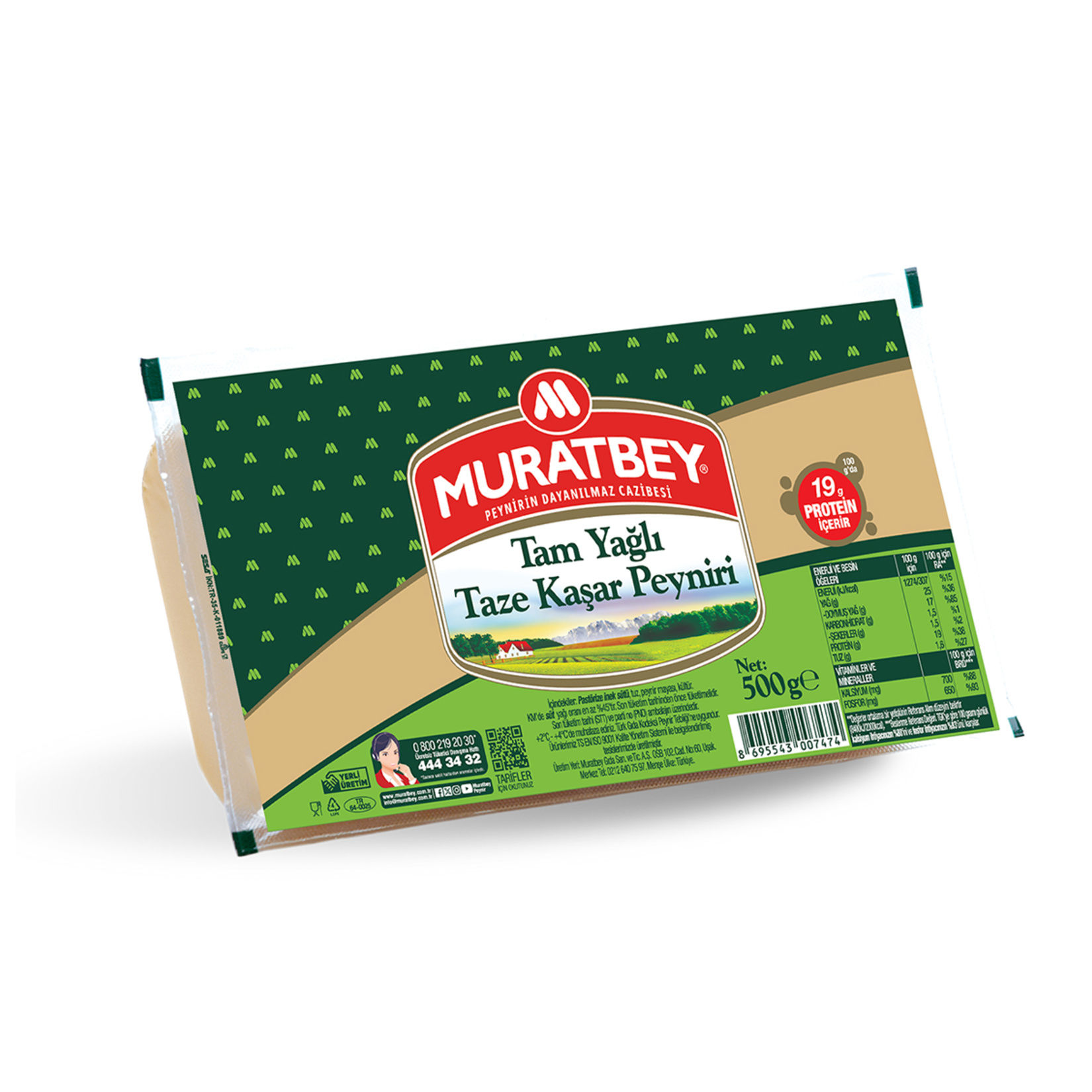 Muratbey Tam Yağlı Taze Kaşar 500 Gr